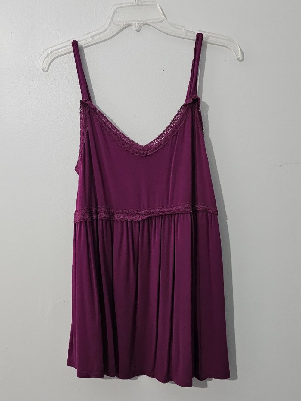 Torrid 1X Burgundy Lace Trim Babydoll Cami Top